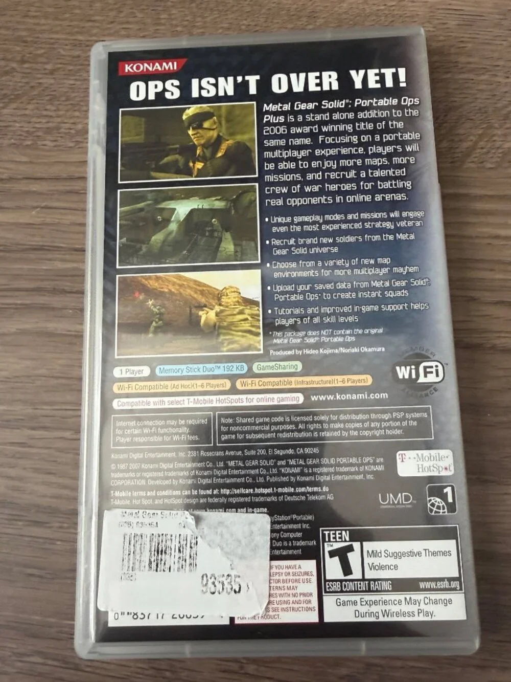 MINTY!! PSP Metal Gear Solid Portable Ops Plus CIB Complete